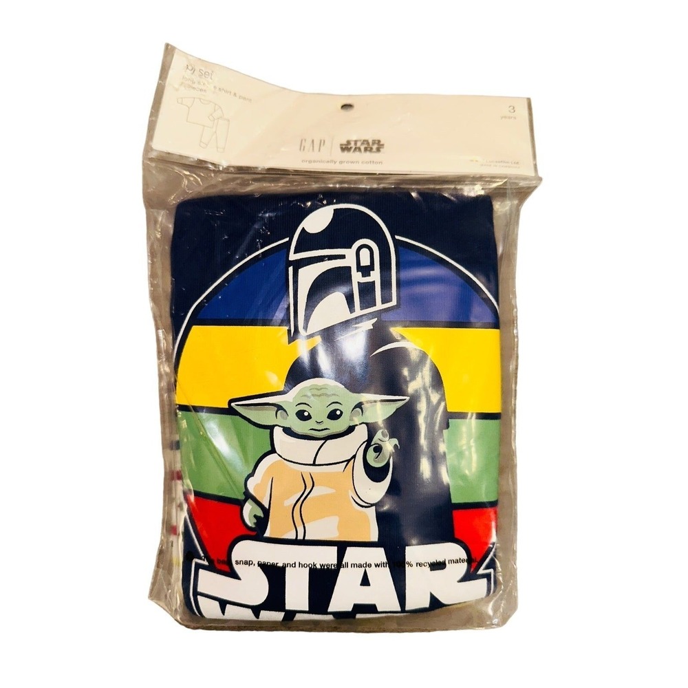 C5 Gap NWT Star Wars 3 years 3T Blue Mandalorian PJ long sleeve pant set